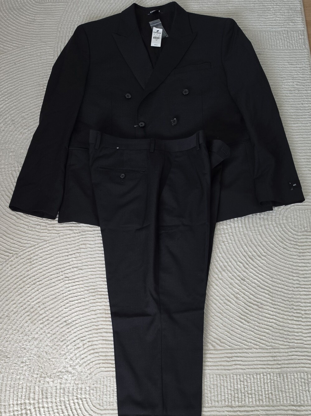 Mens Black Express Slim Suit Blazer 44s Pants 33x30 Slim